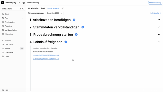 Lohnlauf-Dokumente
